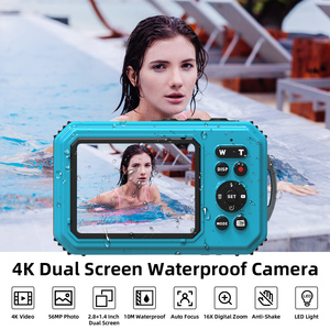 Máy ảnh kỹ thuật số chống nước Màn hình kép 4k 56mp 16X Zoom cổ điển với đèn LED chống rung và tự động lấy nét để bơi và lặn - Product Image 2