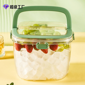 Seau à glace rectangulaire Xiaohongshu en plastique pour pique-nique en extérieur, conteneur de stockage de boissons portable avec poignée - Product Image 2