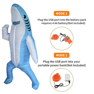 Cute Unique Standing Shark Design Inflatable Suit, Halloween Christmas Play Inflatable <b>Costume</b> Props Outfits - Product Image 3
