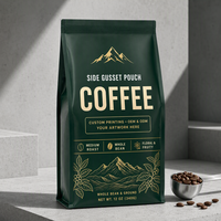 Sachet d'emballage pour café de détail, imprimé sur mesure, en PE de qualité alimentaire, refermable, avec fond plat