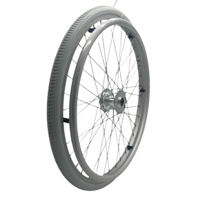 Rueda trasera de 24 pulgadas con rodamientos y neumático sólido para silla de ruedas manual, de caucho negro duradero - Product Image 4