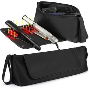 Custom Three-dimensional Oxford Fabric 2-in-1 Heat Resistant Curling Iron Storage Bag Hair Straightener Organiser