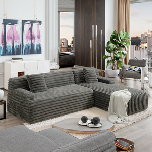 Cloud <b>Convertible</b> Sectional Sofa Set Modular Design for Apartment Living Room Dark Gray - Product Image 2