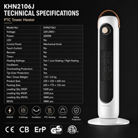 Harga Pabrik Pemanas Ruangan Keramik PTC Vertikal dengan Remote Control, 3 Mode Pemanasan, untuk Meja Kantor