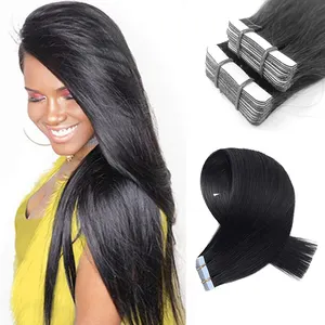 Gros remy brut crépus vierge double face ruban adhésif dans les extensions de cheveux 100 cheveux humains pour femme noire