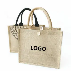 Burlap Jute Reusable Gift Favors Bags with handles Blank Tote for Bridesmaid Wedding Market Grocery Shopping Beach Trip DIY