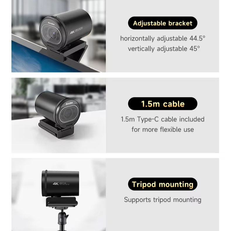 M5 Series 4K UHD Auto Focus Web Camera USB 2.0 Type-C for Live ...