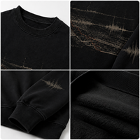 Felpa Nera con Stampa Integrale, in Tessuto CVC French Terry, Stampa Personalizzata, Taglie Grandi, Manica Lunga, Uniforme Scolastica