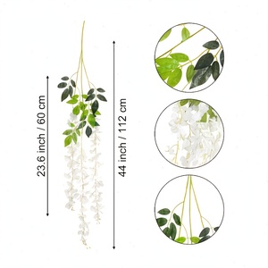 Guirlande de glycine artificielle en soie 1 pièce Fleurs suspendues pour arche de mariage Jardin de maison Mur Intérieur Extérieur - Product Image 4
