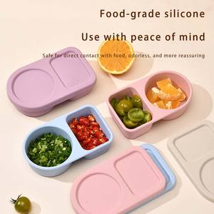 漏れ防止シリコン弁当箱 食品保存容器 シリコンスナック容器 再利用可能なシリコンランチボックス ポータブルスナックボックス - Product Image 2