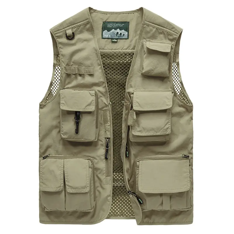 MAQVOB OEM personnalisé multi-poches pratique pêche randonnée hiver utilitaire maille sans manches couleur unie hommes vêtements de plein air gilet veste