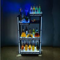 Meuble à champagne LED Richshining personnalisé avec logo, 3 niveaux, mobile, avec roulettes, présentoir à bouteilles de vin LED pour mariage de luxe