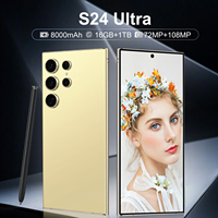 S24 Ultra Smart Phone Pantalla HD de 7 pulgadas Dual SIM 16 + 1TB Almacenamiento 5G 65W Carga rápida 108MP Cámara trasera Deca Core CPU Global