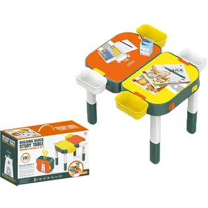 Sıcak satış İşlevli eğitim çalışma masası 70 adet blokları yapı taşları masa çocuklar için oyuncak seti juguetes para los ninos
