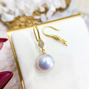 Accessoire en argent S925 pour la création de bijoux, boucle d'oreille en argent tendance avec perle de 8 à 12 mm, 21557, boucles d'oreilles pendantes DIY, support vide pour ongles - Product Image 3