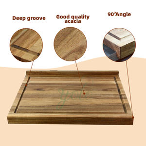 Heavy Duty Serving Tray Round Handle Acacia Wood Cutting Board <b>Chopping</b> <b>Blocks</b> with Juice Groove for Meat Fruits Vegetable - Product Image 3