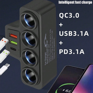 Producto Más Vendido, Banco de Energía Automotriz Multifuncional, Adaptador de Cargador de Coche USB PD de 120 W de Alta Potencia QC3.0 con Encendedor - Product Image 3