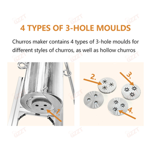 Hướng dẫn sử dụng máy làm <span class=keywords><strong>CHURROS</strong></span> bằng thép không gỉ 304 với nồi chiên 5L có thể tháo rời Bát Tây Ban Nha rỗng <span class=keywords><strong>CHURROS</strong></span> fritter máy đùn - Product Image 4