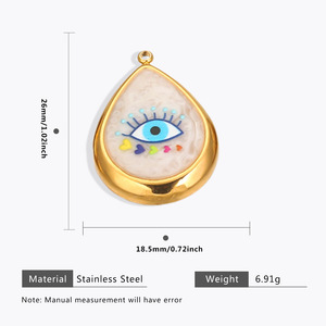 ช่อดอกไม้ฮัมซาป้องกันภัยจากดวงตาชั่วร้าย |   จี้ป้องกันภัยเคลือบทอง 18K PVD บนสแตนเลสสตีล สำหรับทำเครื่องประดับ DIY |   จี้กันน้ำ - Product Image 6