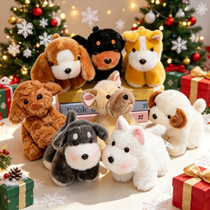 Adorables Juguetes de Peluche Navideños, Colección de Perros de Peluche, 8 Razas, Juguetes de Peluche Suaves para Niños y Regalos - Product Image 1