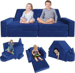 Canapé modulaire <span class=keywords><strong>pour</strong></span> enfants 15 pièces, kit de construction de fort <span class=keywords><strong>pour</strong></span> tout-petits et enfants, mobilier de salle de jeux, canapé convertible <span class=keywords><strong>pour</strong></span> garçons et filles - Product Image 2
