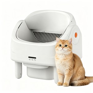 Lasting Pet Waste <b>Tray</b> Distributeur Automatique Round <b>Plastic</b> Open Top Odor Eliminator premium <b>large</b> capacity cat litter box - Product Image 1