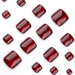 Faux ongles réutilisables <span class=keywords><strong>pour</strong></span> le <span class=keywords><strong>Nouvel</strong></span> <span class=keywords><strong>An</strong></span>, motif œil de chat rouge, prédécoupés, à porter, courts, carrés, couleur unie simple, vente en gros - Product Image 3