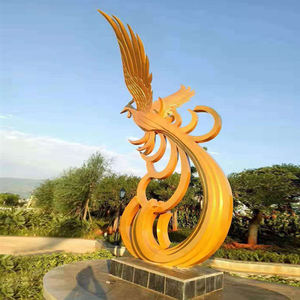 Großer goldener Phoenix Metallroter Phönix-Edelstahl-Skulptur - Product Image 3