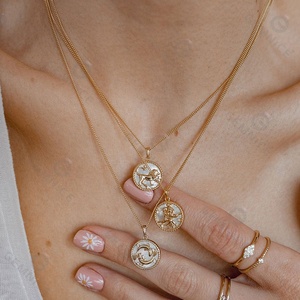 Emnel-collar de plata de ley 925 con diseño del zodiaco, joyería de oro de 18K con diseño delicado del zodiaco y Perla, venta al por mayor - Product Image 4