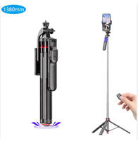 Trépied télescopique robuste en acier inoxydable F05 1380 mm, avec clip de téléphone détachable, télécommande intégrée, pour selfie Android
