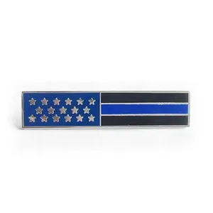 رقيقة الأزرق خط الولايات المتحدة العلم الثناء بار دبابيس وشارات مخصص درع العسكرية شارة بدبوس