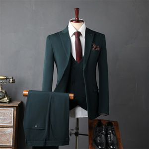 Vestido Formal de <span class=keywords><strong>Novio</strong></span> para Hombre, Traje de Dos Botones Ajustado con Doble Abertura, Prenda Plana DE UNA Sola Botonadura, Color Puro, Tres Piezas - Product Image 3