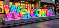 Lettre lumineuse LED dynamique RVB pleine couleur en acier inoxydable et acrylique, à éclairage périphérique, pour publicité de station-service et devanture de magasin