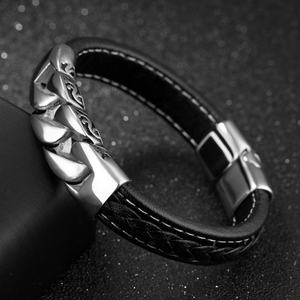 Bracelets en <span class=keywords><strong>cuir</strong></span> véritable de style vintage noir en <span class=keywords><strong>cuir</strong></span> de vache, bijoux fins, bracelets à fermoir magnétique, bracelets personnalisés pour hommes - Product Image 6