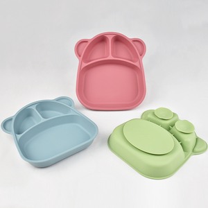 Plato de Silicona de Grado Alimenticio con Logotipo Personalizado, Diseño de Oso, Antiderrames, Juego de Vajilla para Bebés - Product Image 1