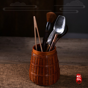 Bamboo Tea Set Six Gentlemen Tea Ceremony Tools Desktop Storage Tea Knife Tongs Spoon Scoop Filter Caddy Chinese Style - Product Image 1