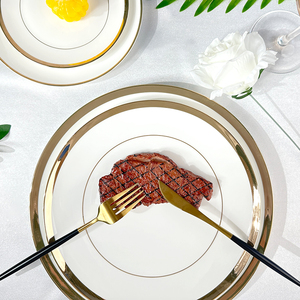 Luxury Gold Eco-Friendly Wedding Decorative Charger Plates Chinese Round <b>Dinnerware</b> Set for Home Use - Product Image 6