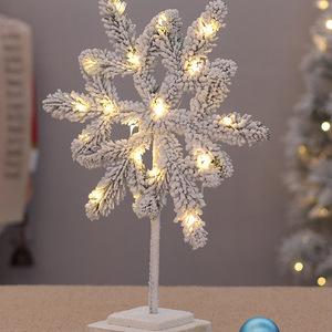 Décoration de Noël floquée lumineuse en forme d'étoile de Noël et de flocon de neige, taille moyenne, pour arbre de Noël - Product Image 3
