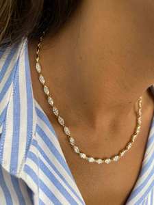 Marquise Cut Moissanite Diamond Tennis Link <b>Necklace</b> 925 Sterling Silver Dainty <b>Statement</b> <b>Necklace</b> Wedding Engagement Gift - Product Image 2