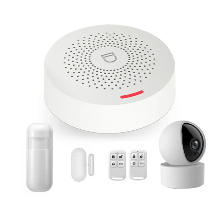 Multiple Sensors Door Open/SOS/Intruder PIR Motion Detect Mini Size WiFi Security Alarm Systems for Homes with 1080P IP Camera
