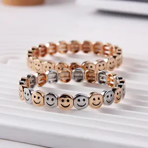 Pulseira de prata colorida para mulheres com rosto engraçado de liga de moda simples com design mais recente