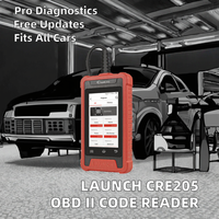 Lecteur de code AUTO professionnel OBD II avec écran LCD, mise à jour gratuite à vie, lancement CRE205, quatre systèmes, 5 services de réinitialisation