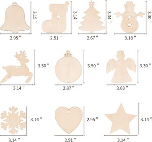 Ornements de Noël en bois tranches de bois non finies avec trous pendentifs blancs en bois pour enfant bricolage artisanat décor d'arbre de noël - Product Image 5