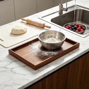 Plateau de service en bois massif naturel, plateau rectangulaire en bois multifonctionnel pour le <span class=keywords><strong>petit</strong></span>-déjeuner, le café, les aliments, les boissons, la décoration de la maison et l'utilisation hôtelière - Product Image 3