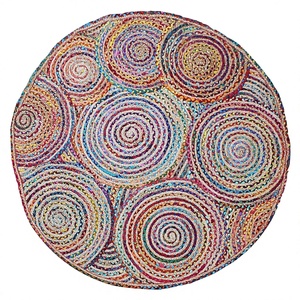 Alfombra de área 4x4 para sala de estar, grande, hecha a mano, de yute, algodón, mezclilla, antideslizante, ecológica, trenzada, acolchada, para oración y viaje - Product Image 3