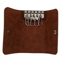 PavinCrafter Funda para llaves de cuero genuino con 6 ganchos y cierre a presión, color marrón, multifunción |   Diseño de billetera compacta para hombres y mujeres
