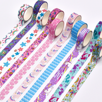 Ruban adhésif washi décoratif DIY personnalisé, imprimé papillons et étoiles, coloris macaron