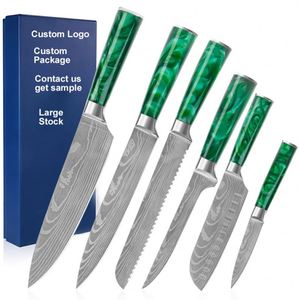 ชุดมีดครัวญี่ปุ่นอเนกประสงค์ ลายดามัสกัส ผลิตจากเหล็กกล้าคาร์บอน สำหรับหั่นอาหาร - Product Image 1