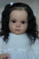 NPK-Muñeca de bebé Reborn de 60CM, juguete de bebé de Maggi en color negro, pelo enrutado, tacto suave, piel 3D con venas Visible, muñeca de Arte de alta calidad