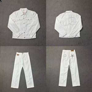 Ensemble veste et <span class=keywords><strong>pantalon</strong></span> en jean avec logo brodé étoile à cinq branches Devil Island pour hommes et femmes, style décontracté américain <span class=keywords><strong>Corteiz</strong></span> - Product Image 4